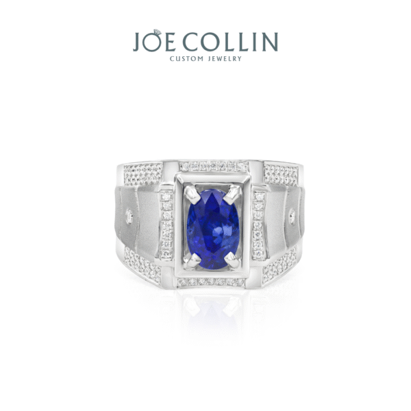 Blue Sapphire Men's Ring - Gambar 2