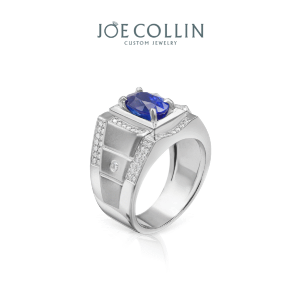 Blue Sapphire Men's Ring - Gambar 3