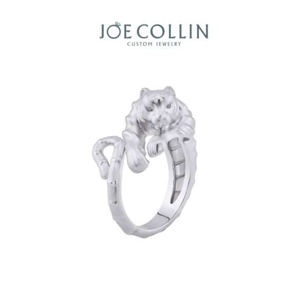 White Tiger Diamond Men's Ring - Gambar 2