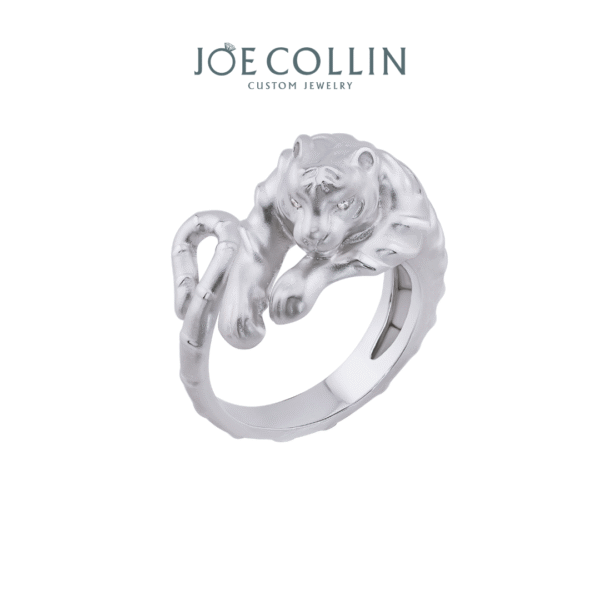 White Tiger Diamond Men's Ring - Gambar 3